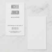 Carte de visite gris blanc noir tendance vertical (Devant / Derrière)