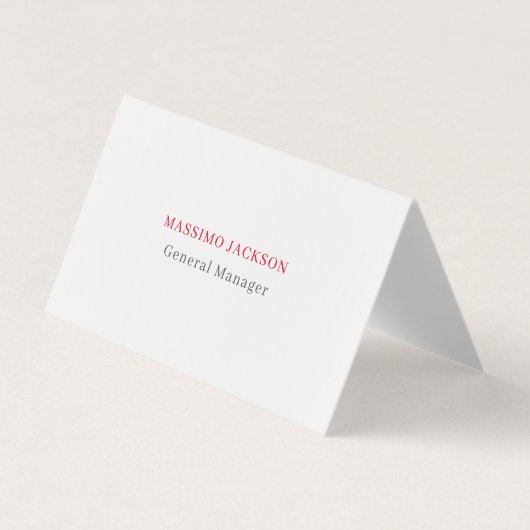 Carte De Visite Gris blanc rouge exclusif unique privé (Devant)