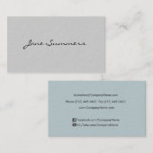Carte De Visite Gris bleu pastel minimal et simple (Devant / Derrière)