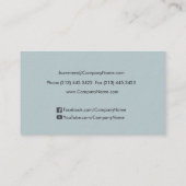 Carte De Visite Gris bleu pastel minimal et simple (Dos)
