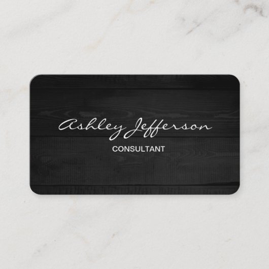 Carte De Visite Gris Bois Professionnel Script élégant tendance (Devant)