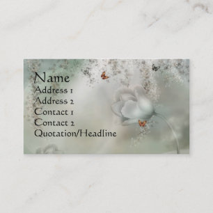 Carte De Visite Gris brumeux de KRW floral avec les papillons