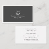 Carte De Visite Gris chic Avocat Justice Scale Professionnel (Devant / Derrière)