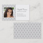 Carte De Visite Gris Chic Lattice marocain Photo (Devant / Derrière)