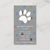 Carte De Visite gris Chic paws chien chat assis (Dos)