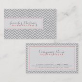 Carte De Visite Gris clair Chevron Motif Lin Texture 3a (Devant / Derrière)