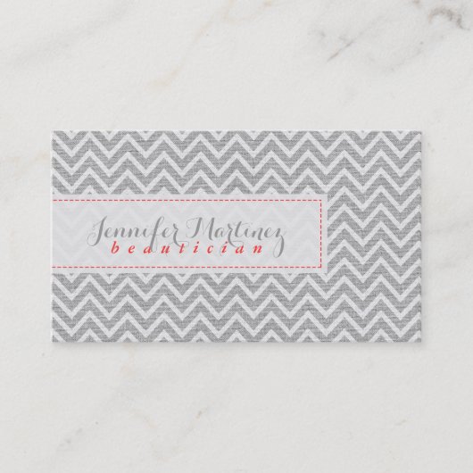 Carte De Visite Gris clair Chevron Motif Lin Texture 3a (Devant)