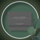 Carte De Visite Gris clair classique simple sur gris foncé