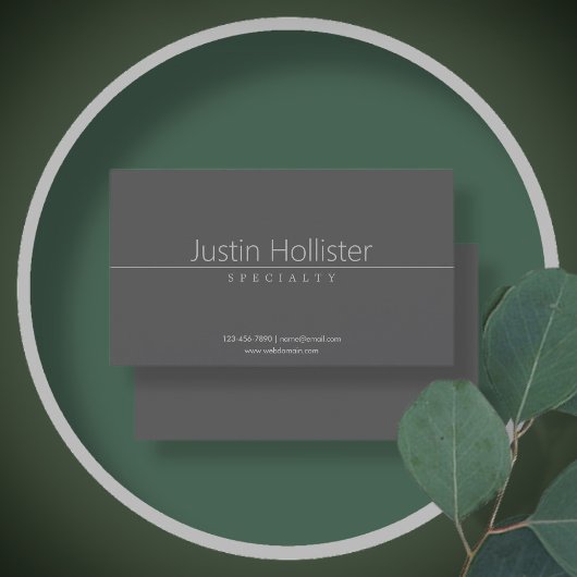 Carte De Visite Gris clair classique simple sur gris foncé