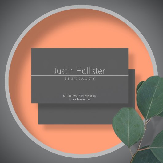 Carte De Visite Gris clair classique simple sur gris foncé