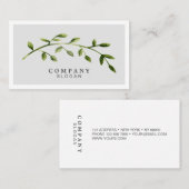 Carte de visite gris-clair de feuille élégante (Devant / Derrière)