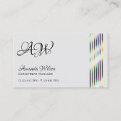 Carte De Visite Gris clair et foncé Chic rayures colorées Monogram (Devant)