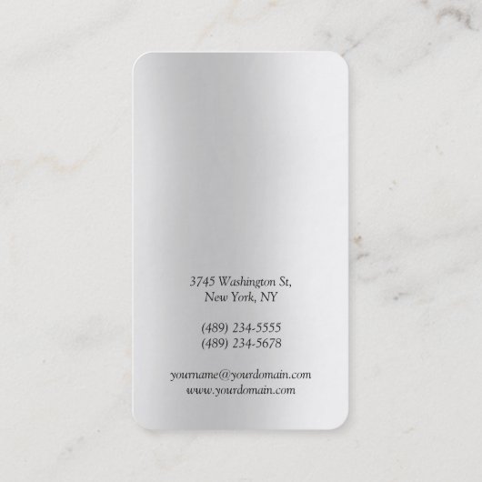 Carte De Visite Gris clair vertical unique personnel (Dos)