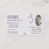 Carte De Visite Gris clair violet orné avec monogramme et photo (Dos)