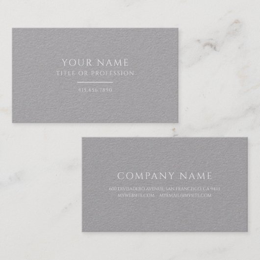 Carte de visite gris classique (Devant / Derrière)