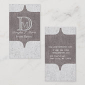 Carte De Visite Gris classique monogramme (Devant / Derrière)