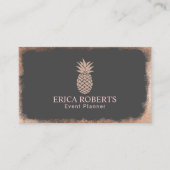 Carte De Visite Gris d'ananas moderne et or Rose (Devant)