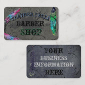 Carte De Visite Gris d'ardoise, plumes pastel, grilles gracieuses  (Devant / Derrière)