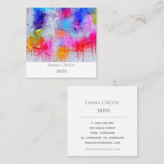 Carte de visite gris d'artiste d'aquarelle (Devant / Derrière)