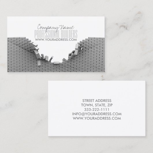 Carte de visite gris de briques de constructeurs (Devant / Derrière)