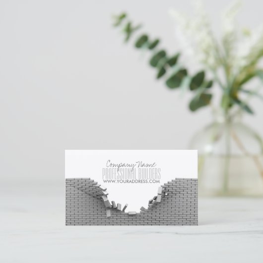 Carte de visite gris de briques de constructeurs (Debout devant)