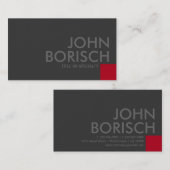 Carte de visite gris de carré rouge de minimalisme (Devant / Derrière)