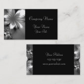 Carte de visite gris de classique de fleur (Devant / Derrière)