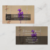 Carte De Visite Gris de lavande violette rectangle gris monogramme (Devant / Derrière)