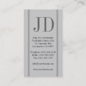 Carte De Visite Gris de rayure de Vert de psychiatre (Dos)