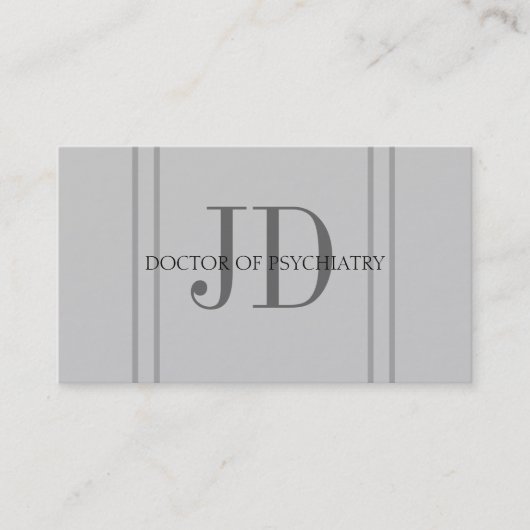 Carte De Visite Gris de rayure de Vert de psychiatre (Devant)