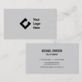 Carte De Visite Gris de toile de Faux classique avec le logo (Devant / Derrière)