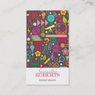 Carte De Visite Gris de tuteur de professeur d'éducateur de règl