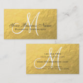 Carte De Visite Gris d'or gris simple Monogramme simple (Devant / Derrière)