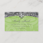 Carte De Visite Gris élégant de Fleur de lis Green de mode de (Dos)