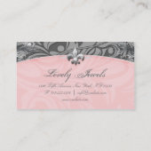 Carte De Visite Gris élégant de Fleur de lis Pink de mode de (Dos)
