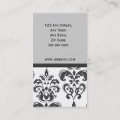 Carte de visite gris élégant de motif de damassé (Dos)