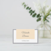 Carte De Visite Gris Élégant & Rose Pâle (Debout devant)