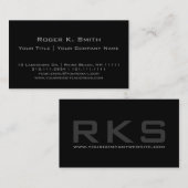 Carte De Visite Gris élégant simple sur pro personnalisable noir (Devant / Derrière)