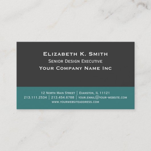 Carte De Visite Gris en acier - contemporain élégant vert (Devant)