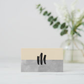 Carte De Visite Gris et beige monogramme (Debout devant)