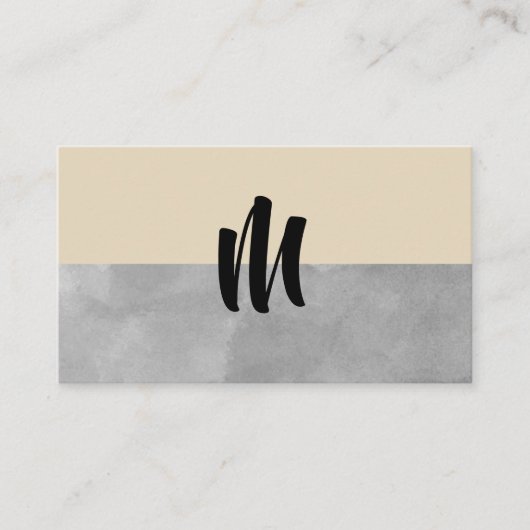 Carte De Visite Gris et beige monogramme (Devant)