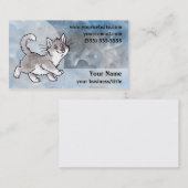Carte de visite gris et blanc de chat - bleu et (Devant / Derrière)