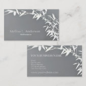 Carte De Visite Gris et blanc en bambou d'arbuste de zen oriental (Devant / Derrière)