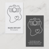 Carte De Visite Gris et blanc, griffonnage d'appareil-photo, (Devant / Derrière)