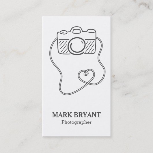 Carte De Visite Gris et blanc, griffonnage d'appareil-photo, (Devant)