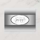 Carte De Visite Gris et blanc Monogramme Oval Silver Frame (Devant)