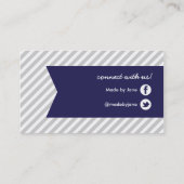 Carte De Visite Gris et bleu marine Gris et ruban (Dos)