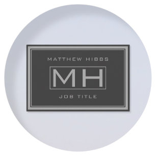 Carte De Visite Gris et Gris foncé Élégant Professionnel (dos info