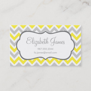Carte De Visite Gris et jaune coloré rayures Chevron