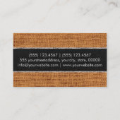 Carte De Visite Gris et noir Burlap Lin Rustique Jute (Dos)